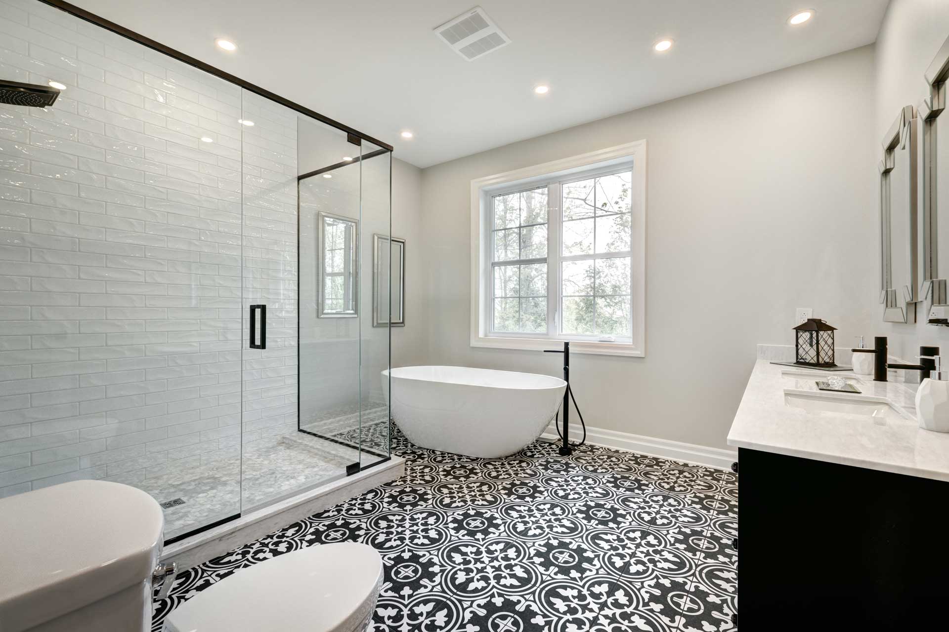 black and white modern bathroom renovation